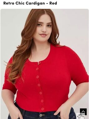 torrid Red Cropped Button Cardigan